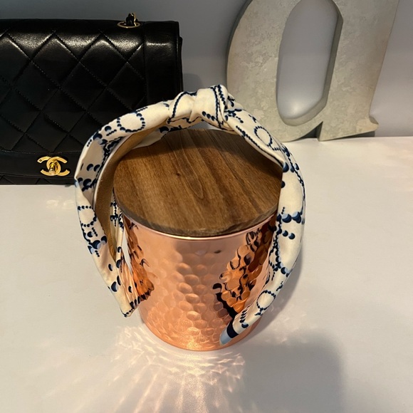 Repurposed DIOR Scarf Cream and Blue Headband - Picture 4 of 7